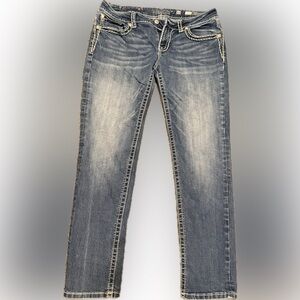 Miss Me Blue Jeans with White Stitching